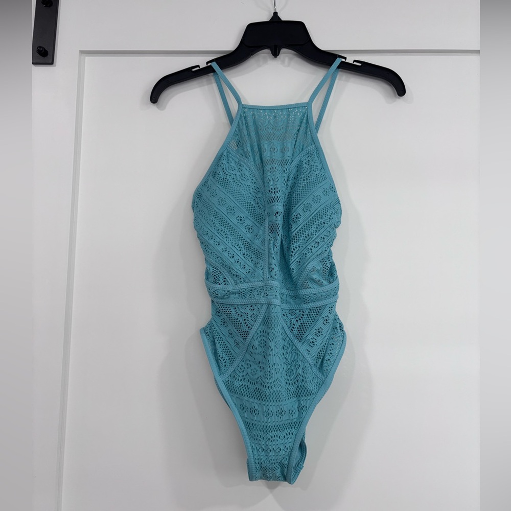 Elegant Blue Lace Swimsuit